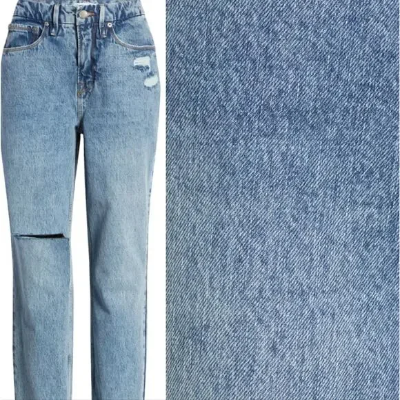 NEW Good American 90's Duster Straight Leg High Waisted Jeans